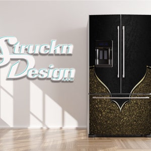 Welle Sprenkel Gold Weiß Schwarz Kühlschrank Kühlschrank Gefrierfach Wrap Side by Side Top Boden Tür Vinyl Wandbild Haut Aufkleber abnehmbar