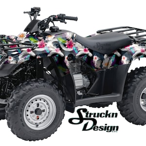 Tropikalne kwiaty paproć abstrakcyjny 4 ft x 10 ft naklejka winylowa graficzny wzór zestaw do owijania ATV UTV wózek golfowy motocykl skuter rower odlew laminat