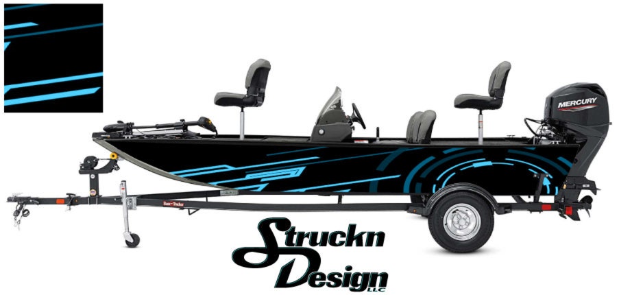 Black Blue Purple Swirl Bass Fishing Fish Boat Design Grunge Abstract  Pontoon Vinyl Graphic Wrap Kit Decal Cast Material Various Sizes - DIY  Striped Bass USA