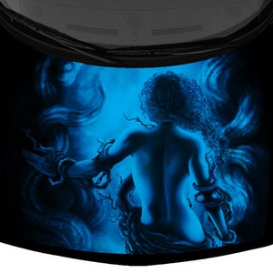 Mother Nature Woman Cyan Black Truck Car Hood Wrap Vinyl Graphic Decal Print 58inx65in US Made Cast Laminated Option