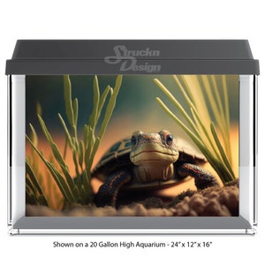 Niedliche Baby Schildkröte Kleine Pflanzen Unterwasser Wasser 10mil Polyester Aquarium Glas Hintergrund Aquarium Hintergrund Wasserdicht Grau Opak Backer