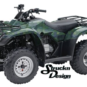 Blauw groen distressed square camo 4ftx 10ft sticker vinyl grafisch patroon wrap kit ATV UTV golfkar motorfiets scooter fiets gegoten laminaat USA