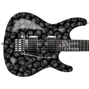 Pile Of Grey Skulls Grayscale Guitar Bass Metal Vinyl Wrap Skin Decal Laminated Air Release Bubble Free Graphic Peel & Stick Multiple Sizes