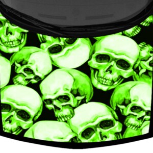 Skulls Pattern Pile Abstract Green White Tint Grunge Car Truck Pickup Hood Wrap Vinyl Graphic Decal 58inx65in US Made Cast Laminated Option