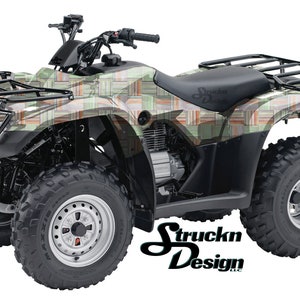 ティールオレンジチェックラインチェック柄 4フィート x 10フィート デカール ビニール グラフィック パターン ラップキット ATV UTV ゴルフカート オートバイ スクーター バイク キャスト ラミネート付き