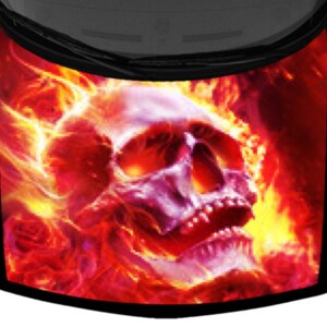 Flame Screaming Skull Fang Purple Design Black SUV Van Car Pickup Truck Hood Wrap Vinyl Graphic Decal 58&quot;x 65&quot; US Made Cast Laminated Option
