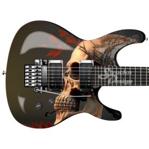 ホワイトスカル レッドプラント ダークグレー ギターベース メタルビニールラップスキンデカールラミネートエアリリースバブルフリーグラフィック剥がして貼るマルチサイズ