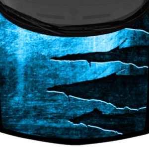 Scratch Marks Metal Texture Blue Ripped Steel Car Pickup Van SUV Truck Hood Wrap Vinyl Graphic Decal 58x65in US Made Cast Laminated Option