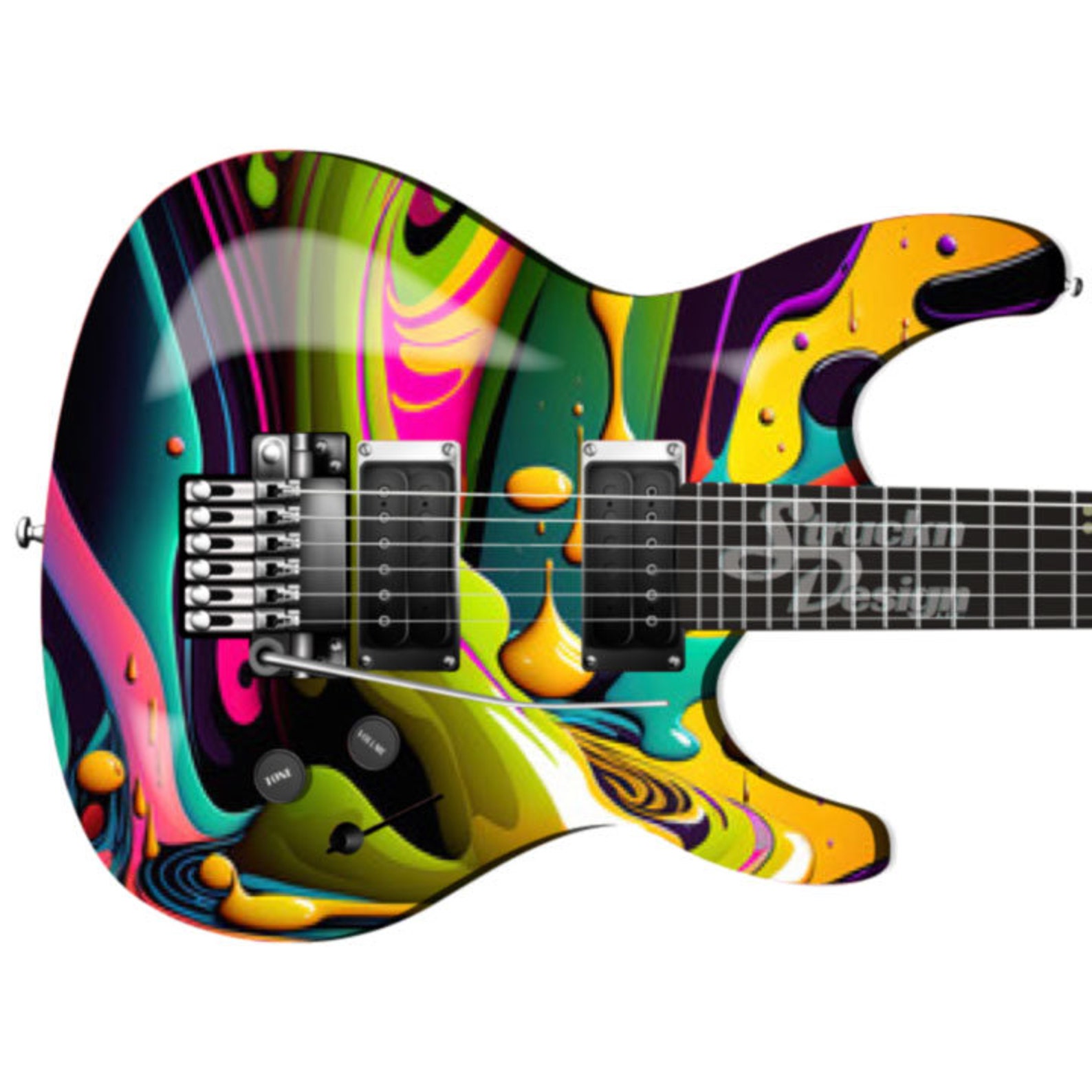 Colorful Splash Retro Ink Guitar Bass Metal Vinyl Wrap Skin Decal ...