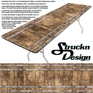 Wine Barrell Wood Wooden Planks Looking Vinyl Laminated Decal Skin Wrap Desk Banquet Table - DIY Refresh Old Tables -Various Sizes Available