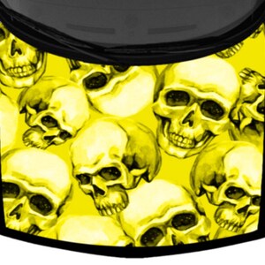 Skulls Pattern Pile Abstract Yellow White Tint Grunge Car Pickup Truck Hood Wrap Vinyl Graphic Decal 58inx65in US Made Cast Laminated Option