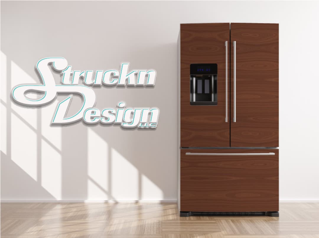 ル*〜様 ブラウン ディックス 油彩画 フリジール Dark Brown Grain Wooden Wood Texture Refrigerator Fridge Freezer