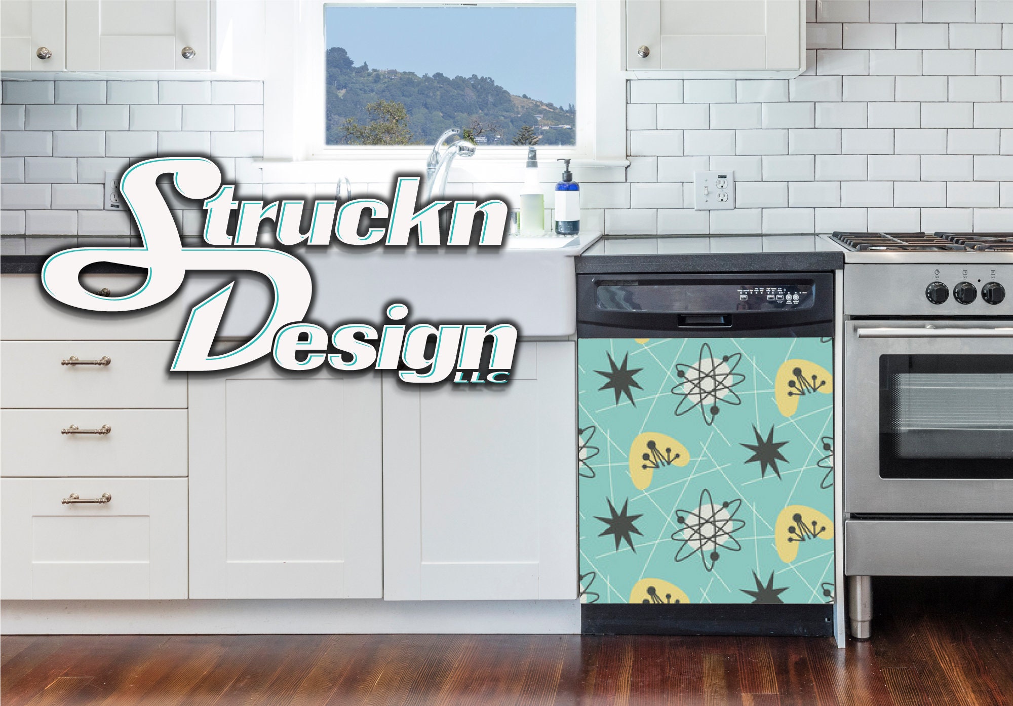  Abstract Minimalist Dishwasher Magnet Cover 50s Vintage Retro  Mod Geometric Mid Century Modern Magnetic Refrigerator Stickers Aesthetic  Appliance Cover Fridge Panels Boho Kitchen Decor 23x26in : Home & Kitchen