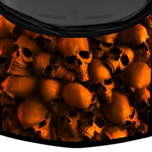 Grunge 3D Skulls Pile Light Orange Black Truck Vinyl Decal Car Graphic Hood Wrap 58&quot;x65&quot; US Made Cast Laminated Option