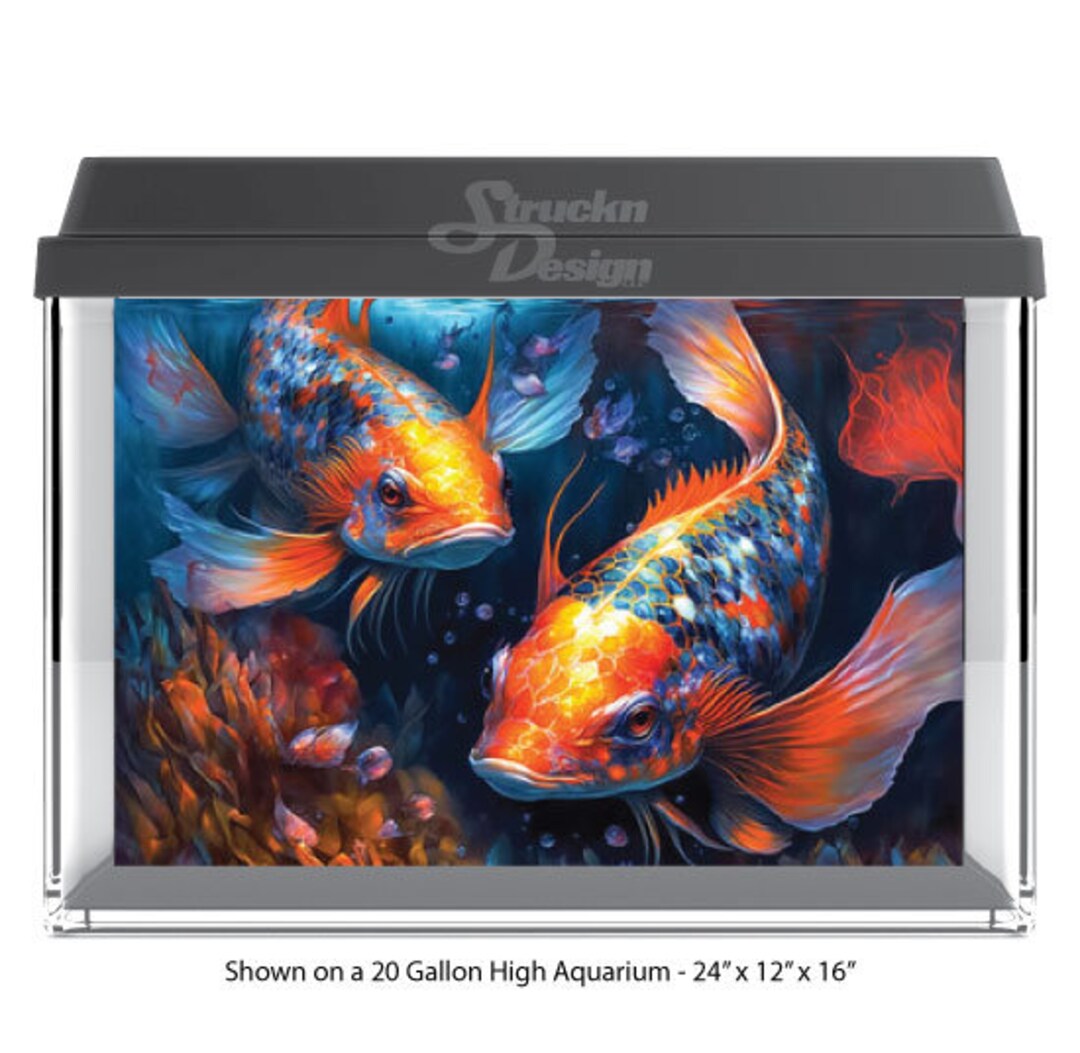 Vibrant Orange Blue Koi Fish Water Underwater 10mil Polyester Fish