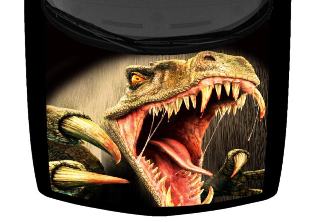 Bright Beige Snarling Angry Raptor Teeth Claws Pickup Car SUV Truck ...