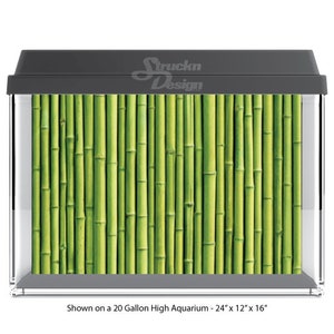Hellgrüne Bambusstiele Japanische Pflanze 10mil Polyester Aquarium Tank Glas Hintergrund Hintergrund Wasserdicht Grau Opak Backer