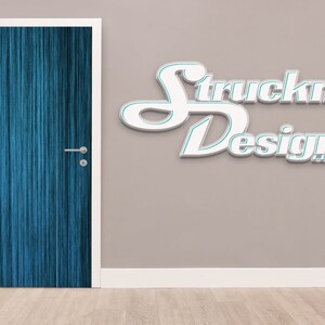 Painted Blue Planks Wood Wooden Wrap Wall Shower Door Vinyl Mural Skin Decal Self-Adhesive Bubble Free Interior Exterior Indoor Outdoor US