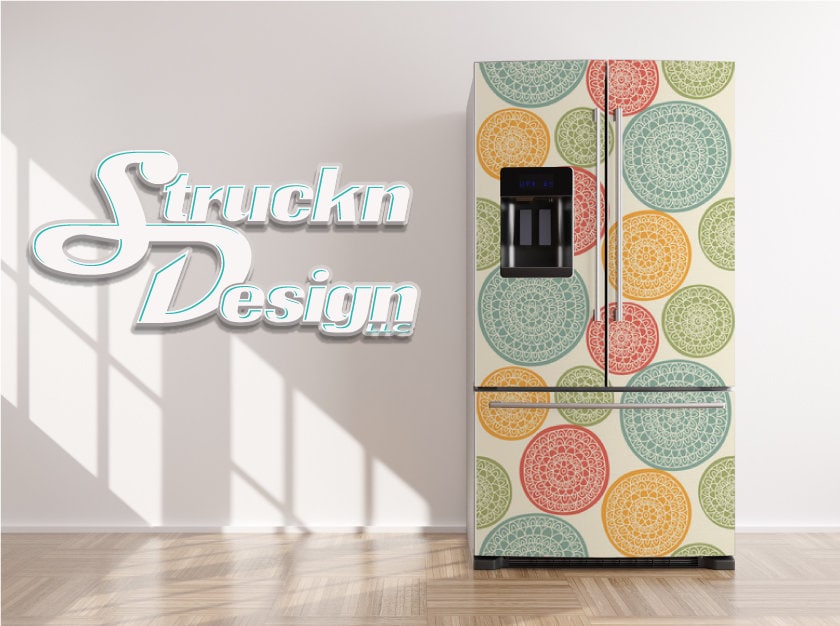 Autocollant Vinyle Décoratif Frigo - Motif Panneaux Routiers Abstraits, Amovible