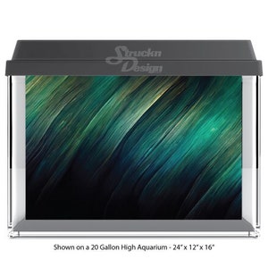 Green Cyan Teal Feather Wood Lines Underwater 10mil Polyester Fish Tank Glass Backdrop Aquarium Background Waterproof Grey Opaque Backer