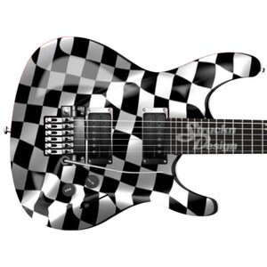 White Black Checkered Grunge Abstract Bass Metal Vinyl Decal Guitar Wrap Skin Graphic Laminate Bubble Free Air Release Peel Stick Multi Size
