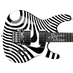 White Black Abstract Waved Guitar Bass Metal Vinyl Wrap Skin Decal Laminated Air Release Bubble Free Graphic Peel & Stick Multiple Sizes