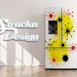 Spike Ball Yellow Red Black Refrigerator Fridge Freezer Wrap Side by Side Top Bottom Door Vinyl Mural Skin Decal Removable