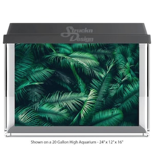 Leaf Plant Fern Green Teal Water Underwater 10mil Polyester Fish Tank Glass Backdrop Aquarium Background Waterproof Grey Opaque Backer