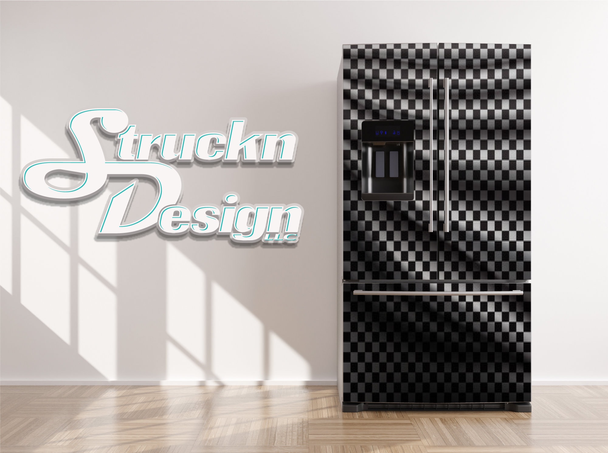 Dramatic Fridge Dramatic Checkered Flag Black White Fading Refrigerator Fridge Freezer ...