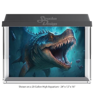Angry Underwater Roaring Sea Ocean Monster Dark 10mil Poliéster Tanque de peces Fondo de vidrio Fondo de acuario Impermeable Gris Opaco Backer