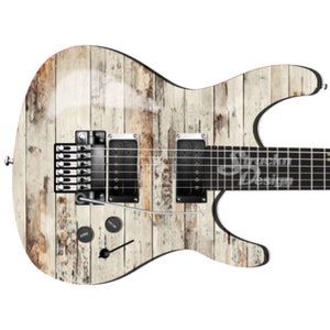 Rústico Blanco Grano de madera Gris Bajo Metal Vinilo Guitarra Envoltura Piel Calcomanía Laminado Peel Stick Bubble Free Air Release Gráfico Multi Tamaño