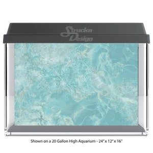 Aqua Blue Marble Stone White 10mil Poliéster Tanque de peces Fondo de vidrio Fondo de acuario Impermeable Gris Opaco Backer