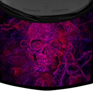 Magical Skull With Wired Lights Truck Hood Wrap Vinyl Car Graphic Decal Deep Hot Pink Colorful Print 58inx65in US Made Cast Laminated Option