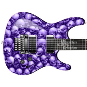 Purple Pile Of Skulls Black Guitar Bass Metal Vinyl Wrap Skin Decal Laminated Air Release Bubble Free Graphic Peel & Stick Multiple Sizes