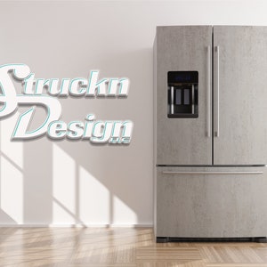 Concrete Cement Loft Texture Marble Rock Refrigerator Fridge Freezer Wrap Side by Side Top Bottom Door Vinyl Mural Skin Decal Removable