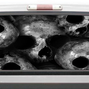 Skulls Grayscale Grunge Glass Rear Window Decal Graphic Truck Perf Vinyl Perforated