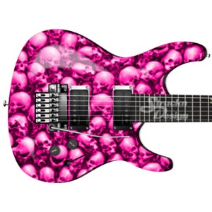 Pink Pile Of Skulls Black Guitar Bass Metal Vinyl Wrap Skin Decal Laminated Air Release Bubble Free Graphic Peel & Stick Multiple Sizes