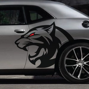 INCLUDES Both Sides- Cat Head Fits HellCat Challenger Tattoo Tribal Vintage Door Pickup Truck Car Vehicle Decal Graphic Side Vinyl Bed US