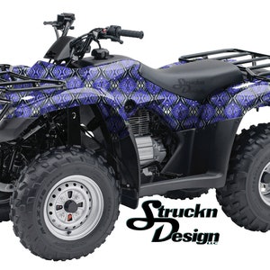 Paars zwart wit retro plein camo 4ft x 10ft sticker vinyl grafisch patroon wrap kit ATV UTV golfkar motorfiets scooter fiets gegoten laminaat