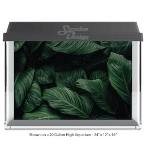 Plant Leaves Green Dark Water Underwater 10mil Polyester Fish Tank Glass Backdrop Aquarium Background Waterproof Grey Opaque Backer