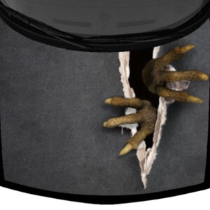Reptile Claw Hands Crawling Through Ripped Tear Car Pickup SUV Truck Hood Wrap Vinyl Graphic Decal 58in x 65in US Made Cast Laminated Option