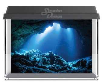 Sea Rays Cave Sun Beams Blue Water Underwater 10mil Polyester Fish Tank Glass Backdrop Aquarium Background Waterproof Grey Opaque Backer