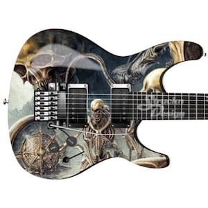 Retro Skulls Dusty Style Brown Guitar Bass Metal Vinyl Wrap Skin Decal Laminated Air Release Bubble Free Graphic Peel & Stick Multiple Sizes