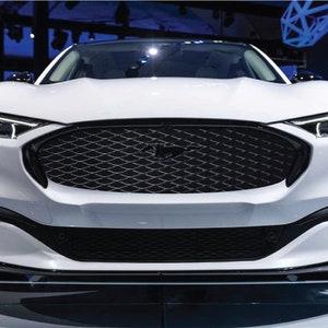 For Ford Mach-E Mustang Vehicle Wrap Cast Material UV Light Scratch Protected Laminated Graphic Faux Grille Metallic Metal Grid Mesh Diamond