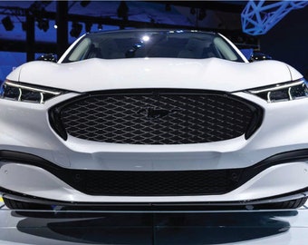 For Ford Mach-E Mustang Vehicle Wrap Cast Material UV Light Scratch Protected Laminated Graphic Faux Grille Metallic Metal Grid Mesh Diamond