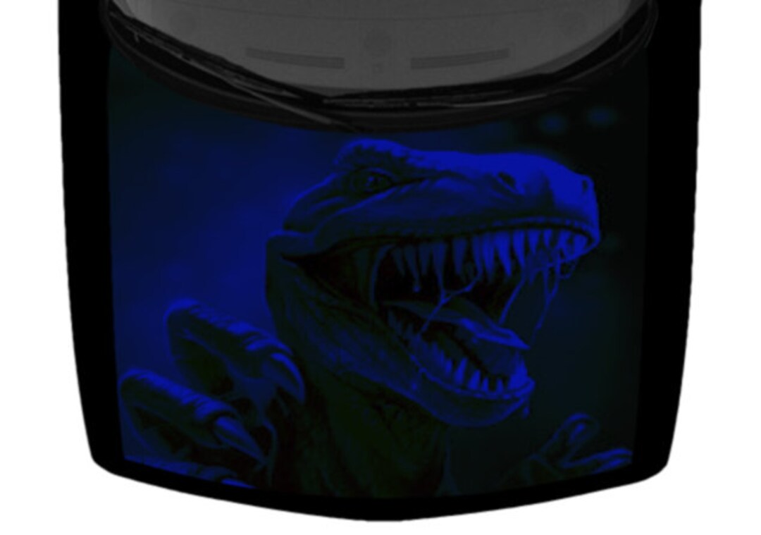 Snarling Raptor Velociraptor Dark Blue Teeth Abstract Car Pickup Truck ...