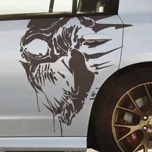 Sport Side Skull Demon Devil Grunge Design Hood Door Car Bed Pickup Vehicle Truck Vinyl Graphic Decal Tailgate
