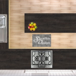 Realistic Dark Brown Wood Grain Detailed Kitchen Bar Countertop Counters Backsplash Wrap Vinyl Skin Decal Removable Bubble Free Peel & Stick