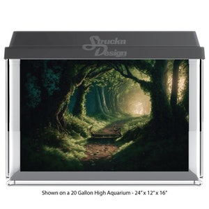 Looping Fantasy Tree Path Leaves Water Underwater 10mil Polyester Fish Tank Glass Backdrop Aquarium Background Waterproof Grey Opaque Backer