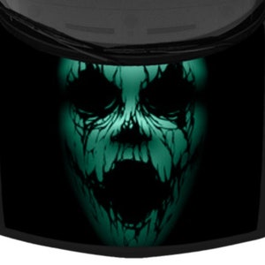 Screaming Scary Face Teal Car Design Black SUV Van Car Pickup Truck Hood Wrap Vinyl Graphic Decal 58&quot;x 65&quot; US Made Cast Laminated Option